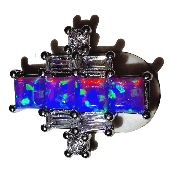 Bomb Party Rhodium Plating Iris Velvet Opal Earrings NWT/NOC - Picture 2 of 3